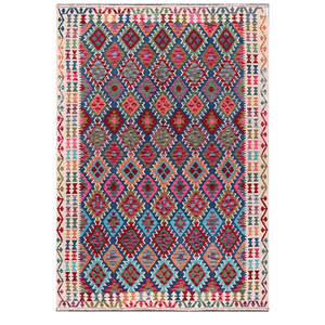 Alfombra Kilim de Maimana, Afganistán, 290 x 204 cm, para Decoración del Hogar - Product Image 1