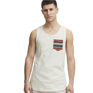 Camiseta sin mangas informal de algodón 100% de 220 g/m² para hombre con bolsillo frontal, jersey de gimnasio, venta al por mayor, ropa deportiva de calle, atlética, para correr, corte largo - Product Image 1