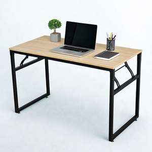 HOBP021 Modern Minimalist Folding Plywood Desk with Iron <b>Legs</b> 120x60x75cm <b>Foldable</b> Office Furniture for Bedroom Meeting <b>Table</b> - Product Image 1