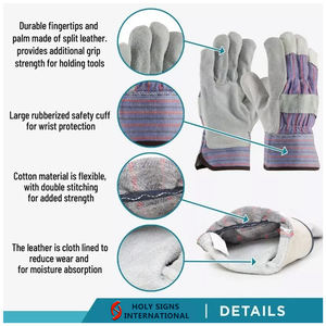 Wholesale Bulk Heavy Duty Thermal Gloves Safety Working Gloves Multi-Lining Winter Cotton Split Leather Gloves Safety Gloves - Product Image 5