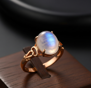 Haute qualité 925 argent mode bague dernière conception pierre de lune cristal Rose plaqué or à la mode fêtes de mariage bande cadeau pour - Product Image 5