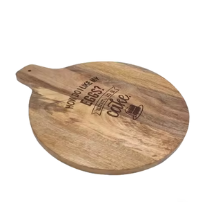 Fourniture directe d'usine planche à découper personnalisable ronde imprimé Alphabets planche à découper en bois avec poignée à vendre - Product Image 2