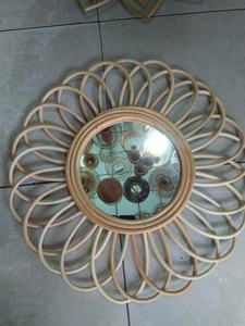 Ver imagen más grande Agregar para comparar Compartir Gran decoración de espejo de ratán vintage de Vietnam-Espejo redondo de pared de ratán-Unique De - Product Image 2