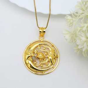 Collar con Colgante de Oro Exclusivo, Joyería Boho de Latón para Mujer, Chapado en Oro de 18k, Sol y Luna Celestiales con Labradorita, para Venta al Por Mayor/OEM/ODM - Product Image 4