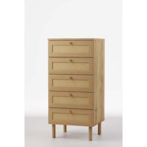 Modern Wood Scandinavian Design Eco-Friendly 5-Drawer Dresser Baru Bedroom Storage Cabinet <b>Tallboy</b> Unit - Product Image 1