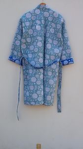 Handmade Indian <b>Quilted</b> Washed Block Print Reversible Kantha Robe <b>Japanese</b> Kimono Style Winter Casual Jacket Multi-Colored Tie - Product Image 5