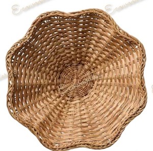 Nouveauté écologique bol à fruits/fleurs festonnés en rotin beau bol à pieds en rotin pour table à manger article parfait pour la maison - Product Image 4