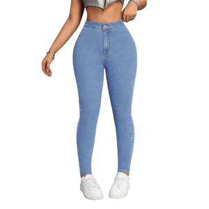 Exclusivos Jeans de Mezclilla Elásticos y Transpirables de Cintura Alta para Mujer, Talla Grande, Corte Ajustado, Pierna Recta, Sexy, Casual, Premium, Exportación BD - Product Image 6