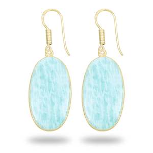 Women's Earring High End Natural amazonite Earring Gemstone Birthstone Christmas Handmade Jewelry Silver plated brass Earring - Product Image 3