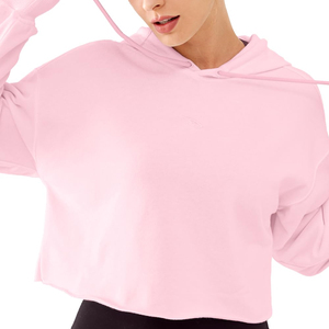 Sweats à capuche courts personnalisés pour femmes respirants et confortables sweats à capuche tricotés en coton épais pour femmes - Product Image 4