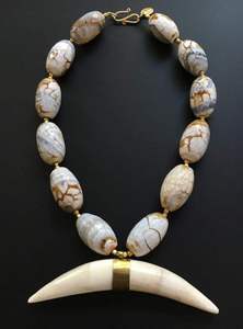 Pulido recién llegado collar de cuerno de buey de búfalo pulido estilo Animal hueso joyería diseño Natural cuentas mujeres niñas boda - Product Image 5