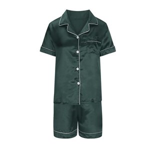 Ensemble de pyjamas en soie pour femmes Pyjamas de vacances légers et respirants pour femmes Ensemble de pyjamas en satin de soie Vêtements de nuit deux pièces - Product Image 1