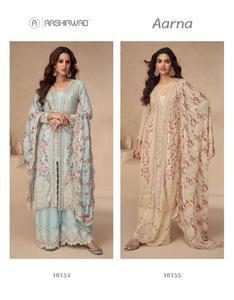 Traje Salwar de Georgette Chinon Pesado Estilo Indio-Pakistaní con Bordado y Relieve, Ropa Tradicional para Bodas - Product Image 6