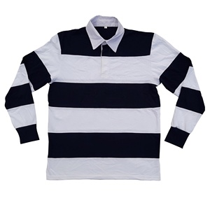 Heavy Thick Cotton Rugby Jerseys Custom Embroidery Logo Classic <b>Long</b> <b>Sleeve</b> for Shirts Team Wear Old School <b>Stripe</b> Breathable - Product Image 1