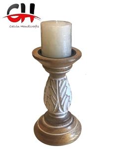 Decorative Wooden <b>Candle</b> Stand Candlestick Holders <b>Tealight</b> <b>Candle</b> Stand for Home Decor Living Room Table Decor Set of 2 item - Product Image 2