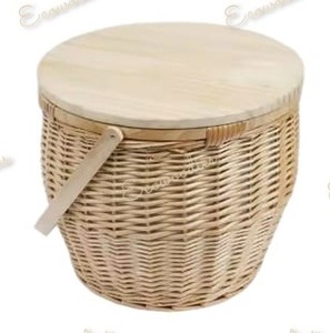 Outdoor Foldable Bamboo Wicker <b>Picnic</b> Basket Insulated Lunch Bags Bamboo Wicker Storage Box Camping <b>Picnic</b> Basket With Lid - Product Image 6