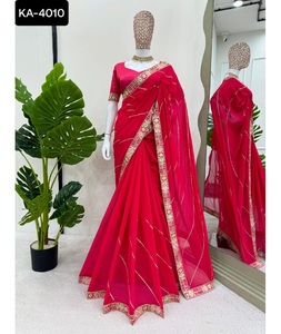 Indian Ethnic Wear Faux Georgette with Coding with Sequence Work Party Wear Saree with Mono Banglori Silk Blouse for Women Wear - Product Image 1