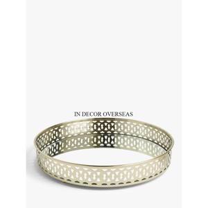 Best Quality Aluminum Casted Gold Plated Framed Round Shape Food And Other Items Serving <b>Mirror</b> <b>Tray</b> From Indian Manufacturer - Product Image 6