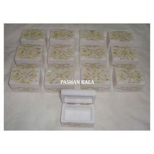 Cajas de Almacenamiento de Joyas Rectangulares de Mármol Blanco con Incrustaciones de Nácar, Diseño Exclusivo, Hechas a Mano, para Decoración del Hogar - Product Image 1