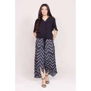 Conjunto de Camisa de Gasa de Cintura Alta y Pantalón Estampado con Patrón Transpirable Refresh Perspective WGK-PCW-DP-1660 - Product Image 1