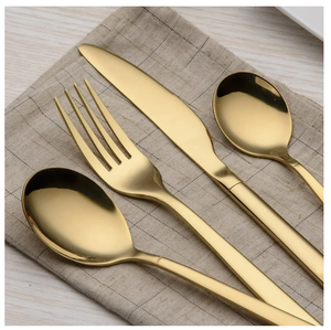 ชุดช้อนแบนทองเหลืองสีทองงานทำมือด้ามค้อนใหม่ช้อนตวงมิเรอร์เหล็กชุดเครื่องใช้บนโต๊ะอาหารขายดี - Product Image 5