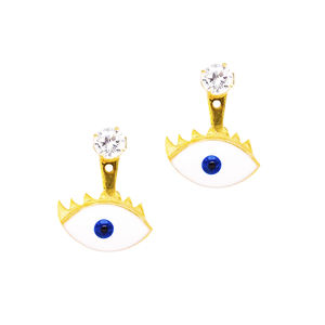 Shell Eye Design Clair CZ Pierre Oreille Vestes Femme Boucles D'oreilles En Gros À La Main 925 Bijoux En Argent Sterling - Product Image 3