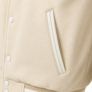 Veste de sport SINEWY pour homme, beige, style varsity, manches en coton, logo NY, boutons pression, streetwear d'automne, écologique, coupe-vent - Product Image 6
