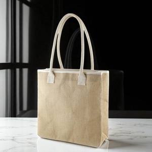 Sac fourre-tout en jute biodégradable personnalisé EcoVibrance sac à main à bandoulière réutilisable et durable pour femmes sac à provisions promotionnel - Product Image 3