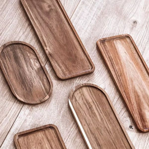 Bandeja de servir de madera hecha a mano, lacada, con platos redondos, bandeja para desayuno, bandeja para bar, platos de servir, artesanías de madera de la India en venta. - Product Image 1