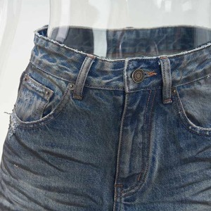 กางเกงยีนส์ผู้หญิงใส่สบายกางเกงยีนส์เอวสูงเอวสูงมีกระเป๋าขนาดใหญ่สีฟ้า2025ซักได้ - Product Image 5