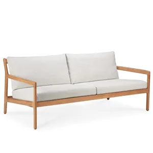 Popy 2-Sitzer Sofas tuhl aus massivem Teakholz mit Kissen für den Innenbereich