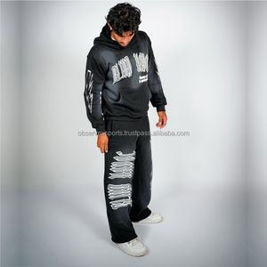 ชุดวิ่งแนวสตรีทใส่ได้ทั้งชายและหญิงชุดวิ่งแบบปักลายด้วยผ้าคอตตอน100% ระบายอากาศได้ดีกางเกงมีฮู้ดสำหรับฤดูหนาว - Product Image 3