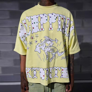 Camisetas Extra Grandes Personalizadas, Estilo Vintage, Corte Cuadrado, Lavado Ácido, Estampado Gráfico, 100% Algodón, 300 g/m², Ecológicas, para Hombre, con Pedrería - Product Image 3