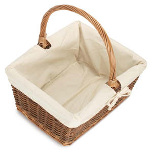Unpeeled <b>Rectangular</b> Willow Hand <b>Basket</b> with White Lining for Supermarket and Shopping Mall Use Grocery <b>Basket</b> - Product Image 4