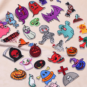 แผ่นปะใหม่2025ลายการ์ตูนเทศกาลผีฮาโลวีนแผ่นปักรูปฟักทองหัวกะโหลกผู้ผลิตในปากีสถานสั่งทำ - Product Image 4