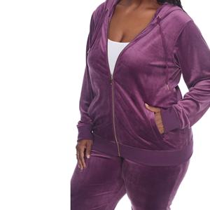 Survêtement en velours pour femmes Ensemble en velours personnalisé Pantalon à capuche à manches longues Ensembles de survêtement en velours pour femmes Costume de sport grande taille - Product Image 5