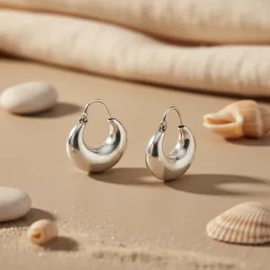 Pendientes de Aro de Media Luna de Plata 925 de Moda para Mujer, Estilo Huggie para Uso Diario, Religiosos, Lindos, Chapados en Oro de 14K y Rodio, con Perla como Piedra Principal - Product Image 3