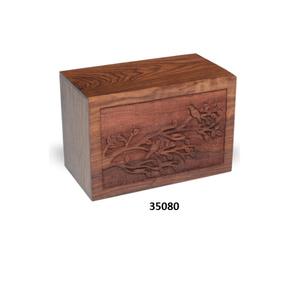 โกศไม้สำหรับผู้ใหญ่แกะสลักทรงสี่เหลี่ยมผืนผ้าพร้อมถุงกำมะหยี่ - Product Image 2