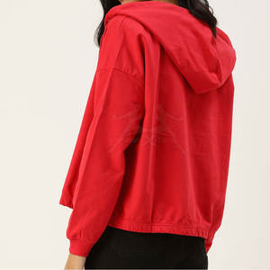 เสื้อฮู้ดเอวลอยมีซิปใส่สบายมีฮู้ดแบบรูดซิปเสื้อครอปท็อปดีไซน์ทันสมัย - Product Image 3