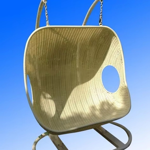 Silla columpio doble moderna con base de metal fuerte para exteriores, diseño ovalado único de ratán, para patio, jardín, salón, parque de hotel, con base de metal - Product Image 1