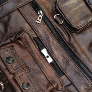 Cowhide <b>Leather</b> Vest Men Brown Waistcoat Male <b>Sleeveless</b> <b>Jacket</b> Thick High Quality Motorcycle Vest Multi Pocket Zipper - Product Image 6