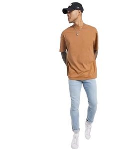 เสื้อยืดคอกลมแขนสั้นทรงโอเวอร์ไซส์สำหรับผู้ชาย คุณภาพสูง ระบายอากาศได้ดี ผ้าฝ้าย 100% ลายเรียบ ดีไซน์ไหล่ตก ปรับแต่งได้ - Product Image 3