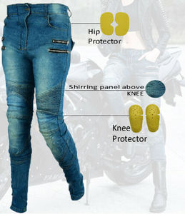 Pantalones vaqueros blindados para motocicleta para hombre con forro de aramida, pantalones de montar en moto con panel elástico - Product Image 4
