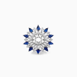 Bague d'éternité florissante en or et argent 18 carats élégante moderne classique avec incrustation technologie griffe réglage forme de numéro tendance - Product Image 3