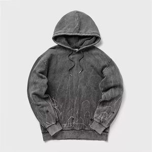 Sweat à capuche unisexe personnalisé avec logo, fermeture éclair, délavé à l'acide, pour homme, lourd, effet usé, broderie 3D, anti-plis, motif uni, personnalisé - Product Image 2