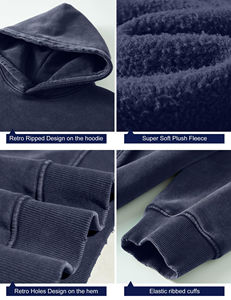 Sweat à capuche bleu royal à la mode délavé à l'acide nouveau design de qualité supérieure Streetwear épaule tombante respirant sweats à capuche écologiques pour les femmes - Product Image 4