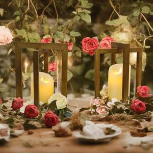 Wedding Lantern Centerpiece Lantern <b>Candle</b> Holder for Table <b>Set</b> of 2 Rotate Wood Lantern Decorative Wedding Center - Product Image 4