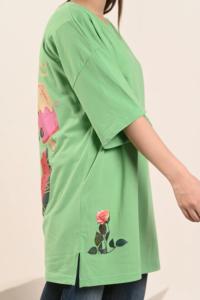 T-shirt pour femme imprimé surdimensionné, style streetwear, écologique, pour l'été, avec inscription « Drink Juice Eat Fruit » - Product Image 2