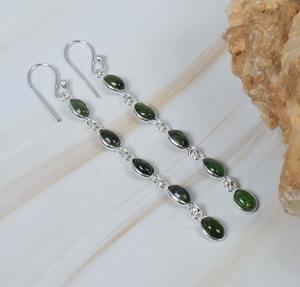 Tourmaline verte 925 argent Sterling pierre précieuse crochet boucle d'oreille bijoux faits à la main cadeau pour anniversaire 5 pierre boucle d'oreille boucles d'oreilles pendantes - Product Image 4