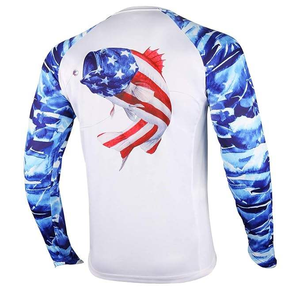 Custom Men Fishing Shirt Long Sleeve Sublimated Performance Tee UPF 50 <b>Sun</b> <b>Protection</b> Breathable Quick Dry Rash Guard Top - Product Image 2